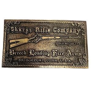 Sharps Rifle Co Old Reliable 1973 Brass Belt Buckle Bridgeport CONN James Lind